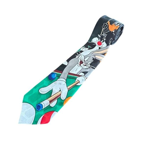 Looney Tunes Mania Vintage Pool Tie Warner Bros 1996 Bugs Bunny Daffy Sylvester - Picture 1 of 7